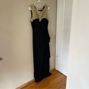 Elegant Black and Cream Evening Gown